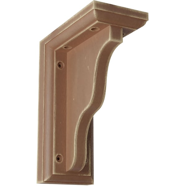 Ekena Millwork 3"W x 5"D x 7"H Hamilton Traditional Wood Vintage Decor Bracket, Weathered Brown BKTWD03X05X07HABR - main